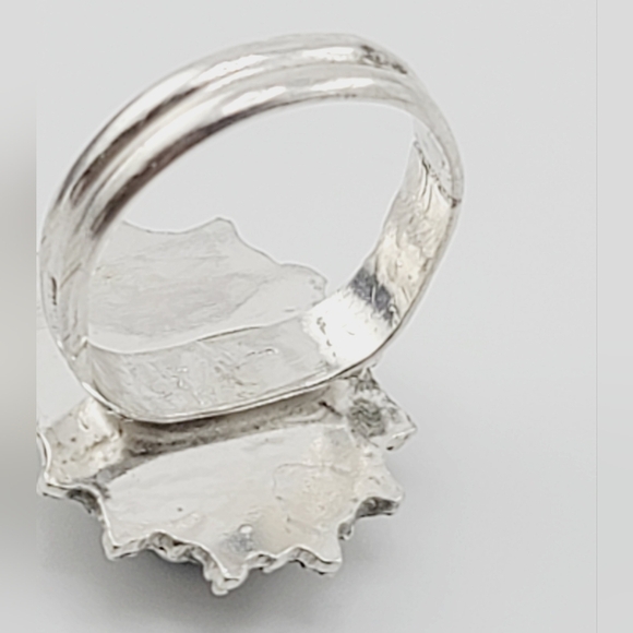 GREEN ONYX CRYSTAL VINTAGE LOOK RING HANDMADE IN STERLING SILVER SZ 7 - Picture 4 of 7